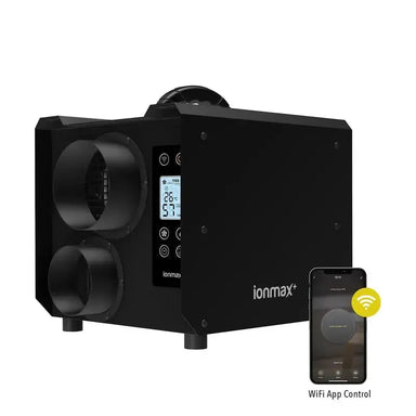 Ionmax+ ED18 19L Smart Industrial Dehumidifier front angled view